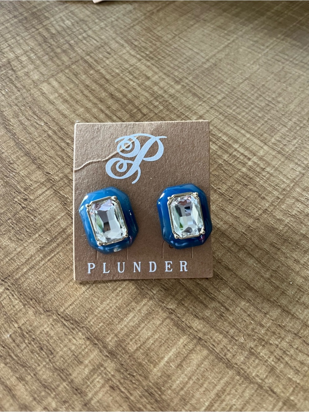 Plunder Royal Blue Enamel & Clear Crystal Studs